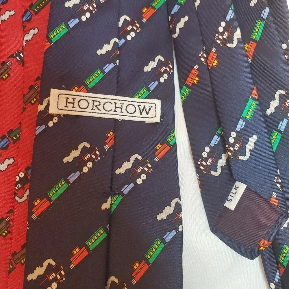 Tie Choo Choo Train‎ Engine Lot Of 2 100% Silk by Horchow And Trifles